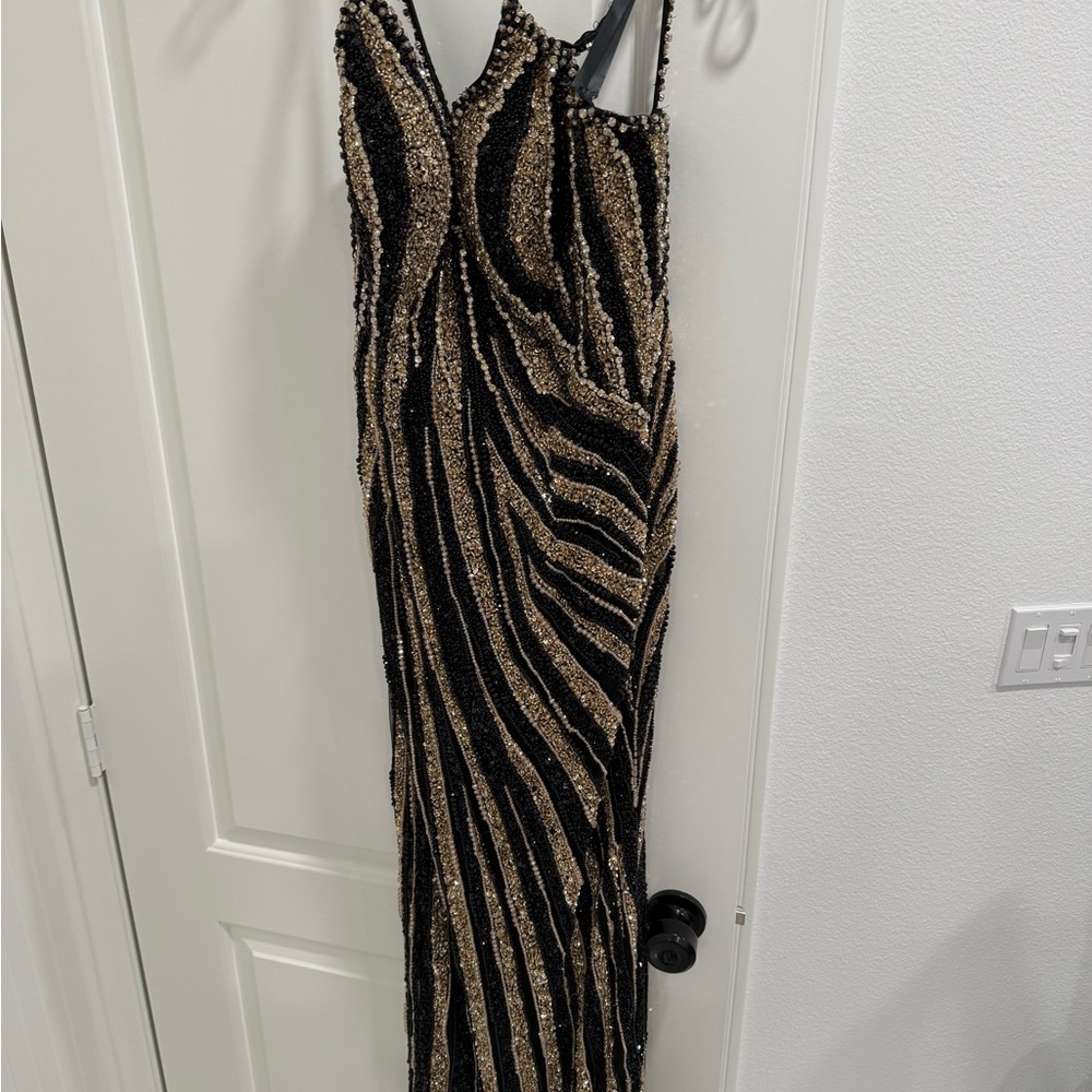 Elegant Black and Gold Evening Dress